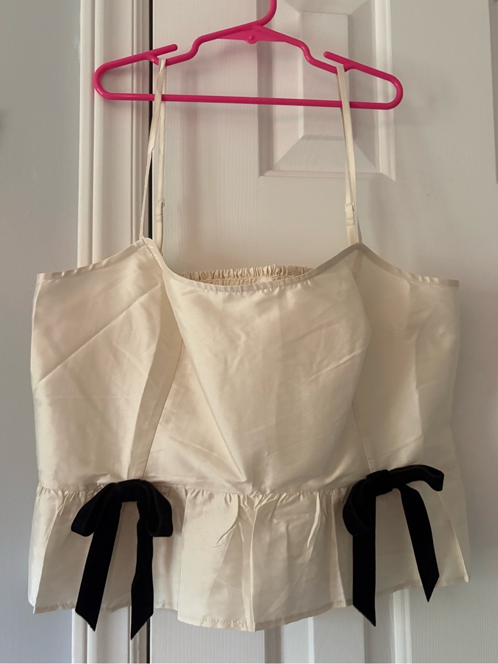 American Eagle Outfitters Cream Tank Top with Black Bows